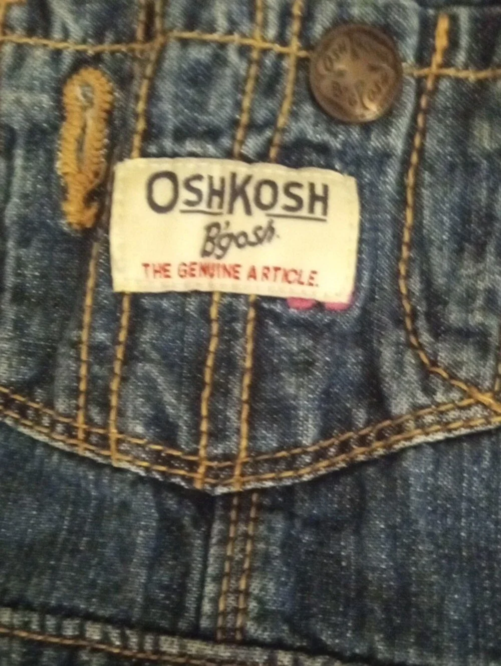 OshKosh B'gosh Blue Denim Overalls with Pink Heart Accents